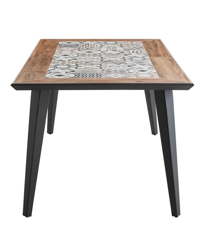 Dehner Gartentisch Lissabon, 6 Sitzplätze, 178.5 x 74 x 88.5 cm, Aluminium / Keramik, mit mediterranem Mosaik auf der Tischplatte – Bild 3 von 5