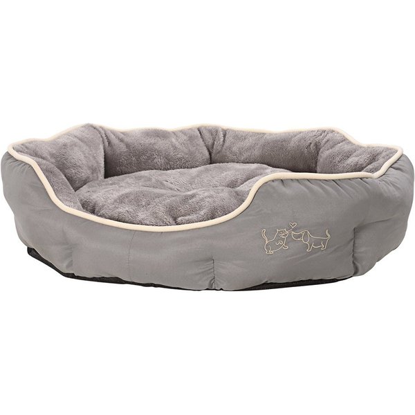 Dehner Tierbett Sammy, oval, grau, versch. Größen, hochwertiges Hundebett/Katzenbett, mit herausnehmbarem Liegekissen