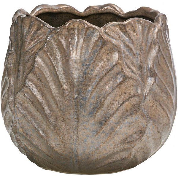 Dehner Übertopf Romaine, bauchige Form, Keramik matt, eleganter Indoor Blumentopf, mit bronzefarbenem Schimmer