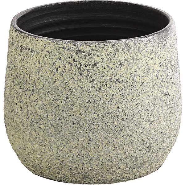 Dehner Übertopf Yves, bauchige Form, Keramik, silber, hochwertiger Indoor Blumentopf