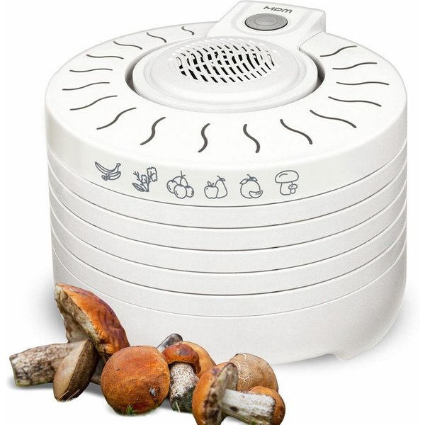 MPM Dehydrator MPM MSG-01 Dörrautomat mit 5 Sieben 250 W Weiß, 28 cm Siebdurchmesser, BPA-frei, Überhitzungsschutz