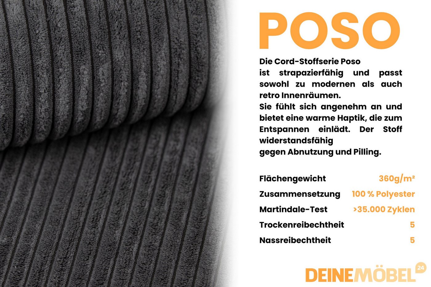 Deine Möbel 24 Boxspringbett JUNG 2 Polsterbett Komplettbett Hotelbett Cord-Stoff inkl. Topper (für Jugendliche Jugendbett Cord Beige Creme Grau Schwarz Anthraz – Bild 4 von 5