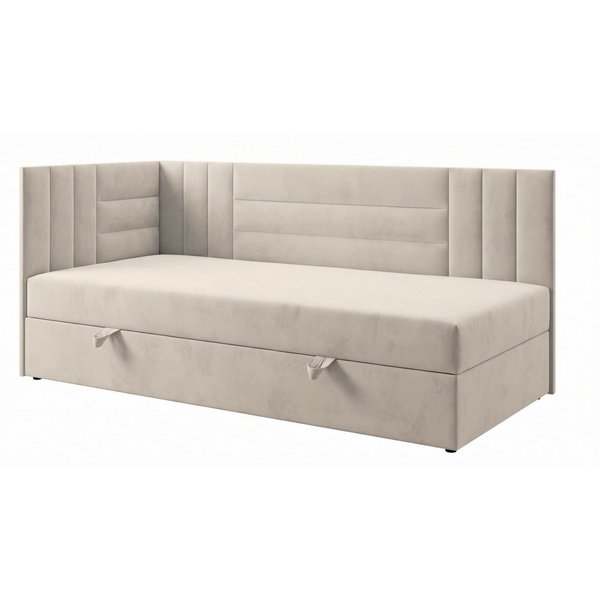 Deine Möbel 24 Boxspringbett KAYA Schlafsofa Jugendbett mit Bettkasten, Topper, Veloursbezug (ideal für Jugendliche und Erwachsene, 1-St., Modernes 2-in-1 Desig