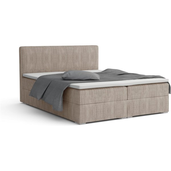 Deine Möbel 24 Boxspringbett LON IV Boxspring Komplettbett Polsterbett Bonellfederkernmatratzen (Cord Beige Creme Grau Dunkelgrau Graphit Schwarz, 1-St., Boxbet