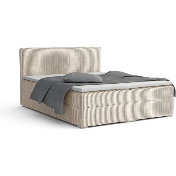Deine Möbel 24 Boxspringbett LON IV Boxspring Komplettbett Polsterbett Bonellfederkernmatratzen (Cord Beige Creme Grau Dunkelgrau Graphit Schwarz, 1-St., Boxbet