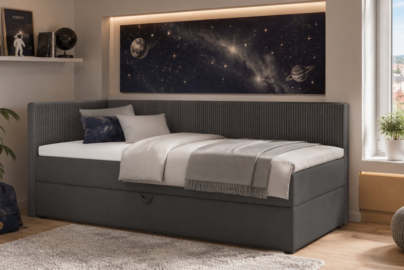 Deine Möbel 24 Boxspringbett RICO Boxbett mit Bettkasten, Tagesbett mit Schlaffunktion, Schlafsofa (ideal für Jugendliche & Erwachsene, 1-St., Modernes 2-in-1 D – Bild 2 von 5