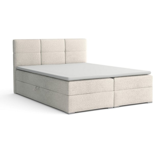 Deine Möbel 24 Boxspringbett SUSAN LUX Boxbett Polsterbett Matratzen H3 oder H4 (Farbe: Ecru, Creme, Beige, Grau, Dunkelgrau, Schwarz, 1-St., 140x200 160x200 18