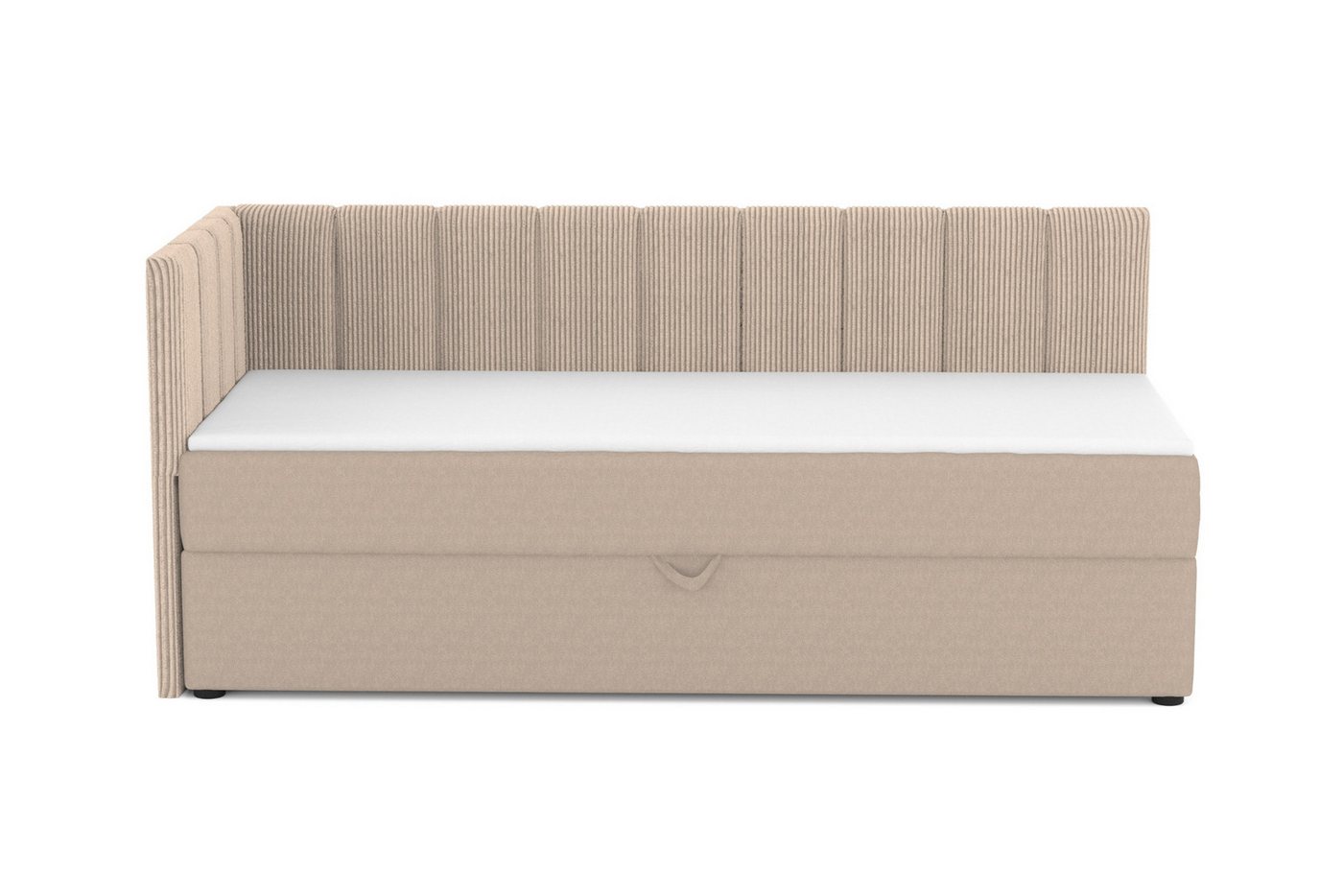 Deine Möbel 24 Boxspringbett VIGO, Tagesbett mit Bettkasten, Kindersofa mit Schlaffunktion (Cord-Stoff & Velour Samt, 1-St., perfekt für Jugendliche & Erwachsen – Bild 4 von 5