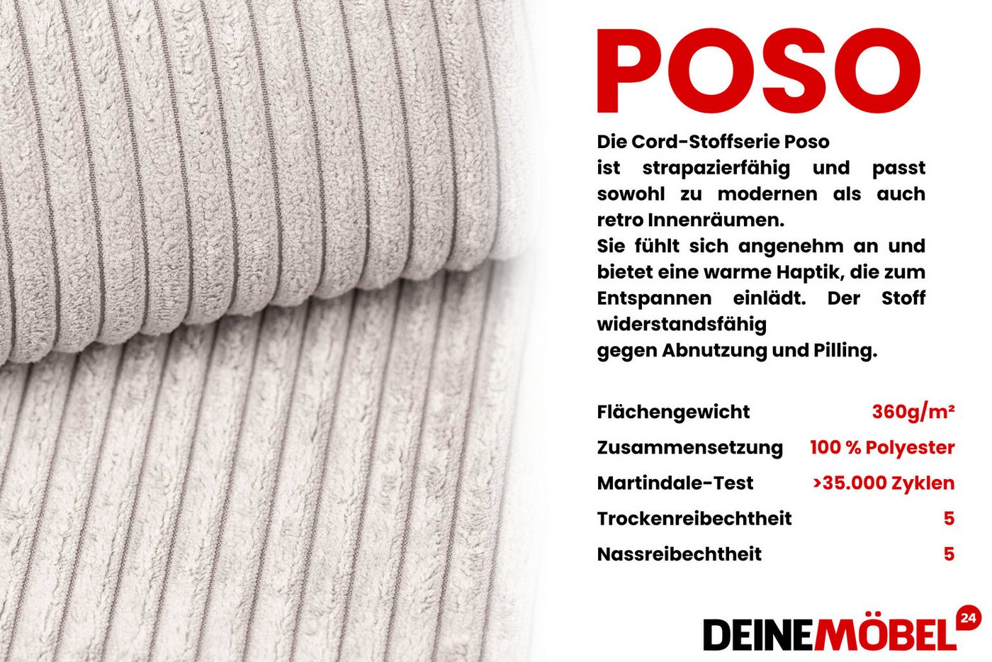 Deine Möbel 24 Boxspringbett WILL Cord, inkl. 2 Bettkästen, Matratzen (H3/H4) & Kaltschaum-Topper (Set, 1-St., in Farben Beige Creme Grau Dunkelgrau Graphit Sch – Bild 3 von 5