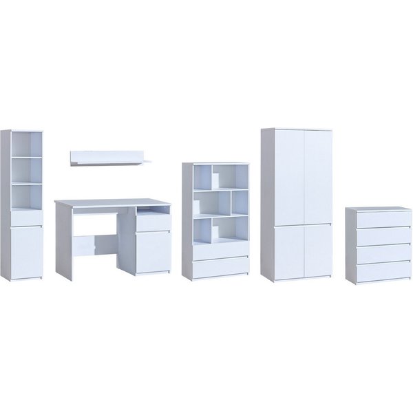Deine Möbel 24 Jugendzimmer-Set ARCO A Kinderzimmer-Set Kindermöbel Jugendmöbel, (Set, 6-tlg., Kleiderschrank Kommode Schreibtisch Regal Hochkommode Hängeregal)