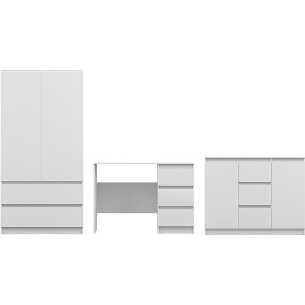 Deine Möbel 24 Jugendzimmer-Set Kinderzimmer-Set SIMO A, mit Kleiderschrank, Schreibtisch und Kommode, (Set, 3-tlg., SIMO - Kollektion), Kindermöbel-Set SIMO A 