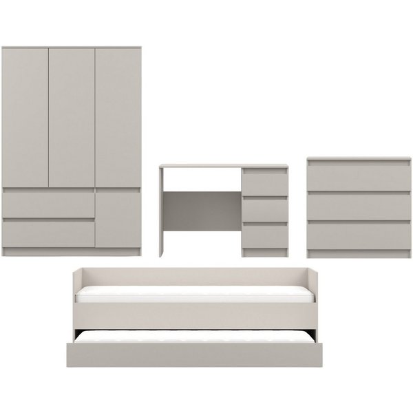 Deine Möbel 24 Jugendzimmer-Set SIMO C Kinderzimmer-Set mit Bett 90x200 cm & Gästebett 80x200 cm, (Set, 4-tlg., ideale Möbel für Kinder- und Jugendzimmer), inkl