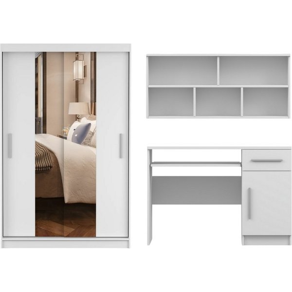 Deine Möbel 24 Jugendzimmer-Set TILL 01 Kinderzimmer-Set in Eiche Sonoma / Weiß matt, (Set, 3-tlg., ideal für Teenagerzimmer Kinderzimmer), inkl. Kleiderschrank