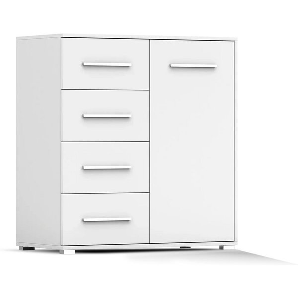 Deine Möbel 24 Kommode FAMI mini 90 cm breit Weiß Eiche Sonoma (Set, 1 St), Laminatplatte 16 cm