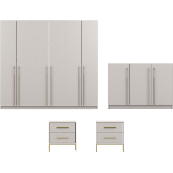 Deine Möbel 24 Schlafzimmer-Set D MIRELO Möbel-Set mit 4- oder 6-türigem Kleiderschrank in Kaschmir, (Set, 4-tlg., MIRELO - Kollektion), Kleiderschrank 200 oder