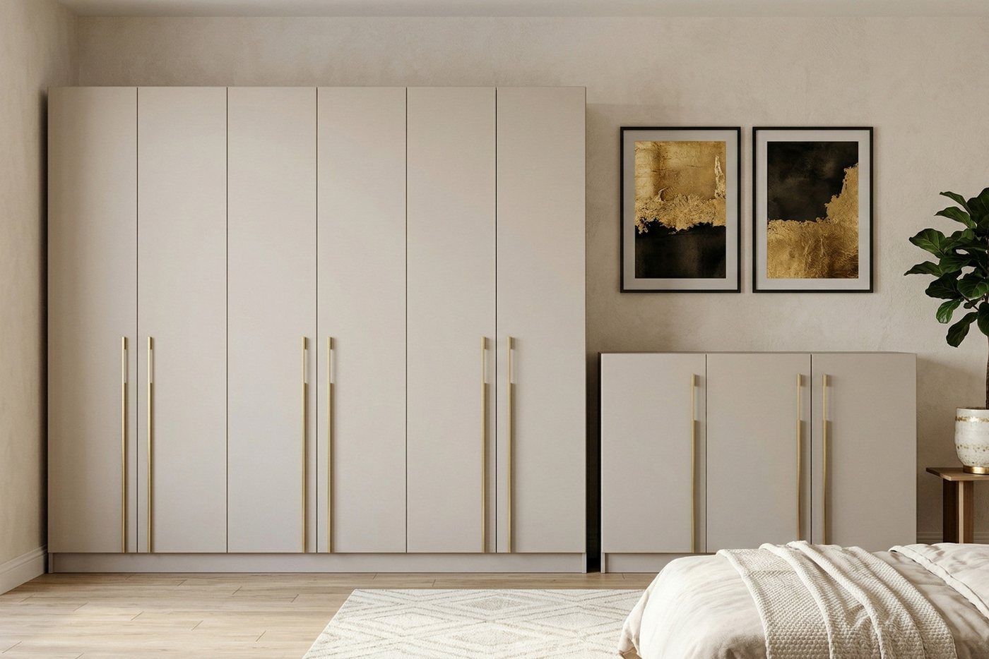 Deine Möbel 24 Schlafzimmer-Set D MIRELO Möbel-Set mit 4- oder 6-türigem Kleiderschrank in Kaschmir, (Set, 4-tlg., MIRELO - Kollektion), Kleiderschrank 200 oder – Bild 3 von 5