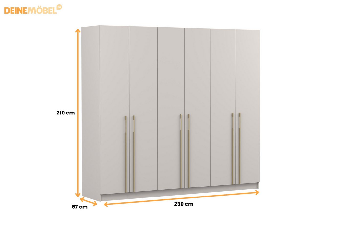 Deine Möbel 24 Schlafzimmer-Set D MIRELO Möbel-Set mit 4- oder 6-türigem Kleiderschrank in Kaschmir, (Set, 4-tlg., MIRELO - Kollektion), Kleiderschrank 200 oder – Bild 4 von 5