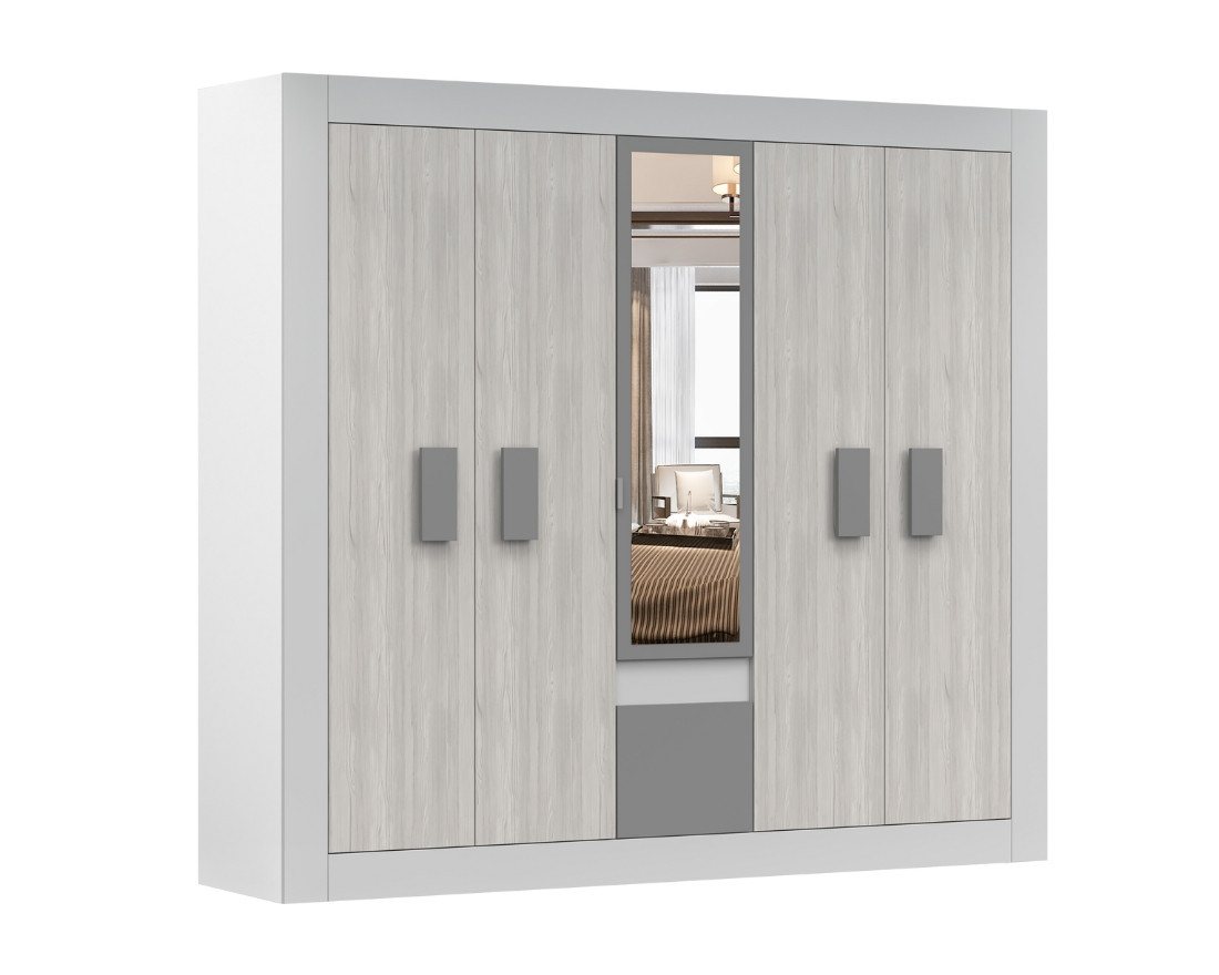 Deine Möbel 24 Schlafzimmer-Set HEAVEN II Komplettschlafzimmer Kleiderschrank 230 cm breit, (Drehtürenschrank Kleiderschrank mit Spiegeltüren Kommode 2x Nachtti – Bild 4 von 5