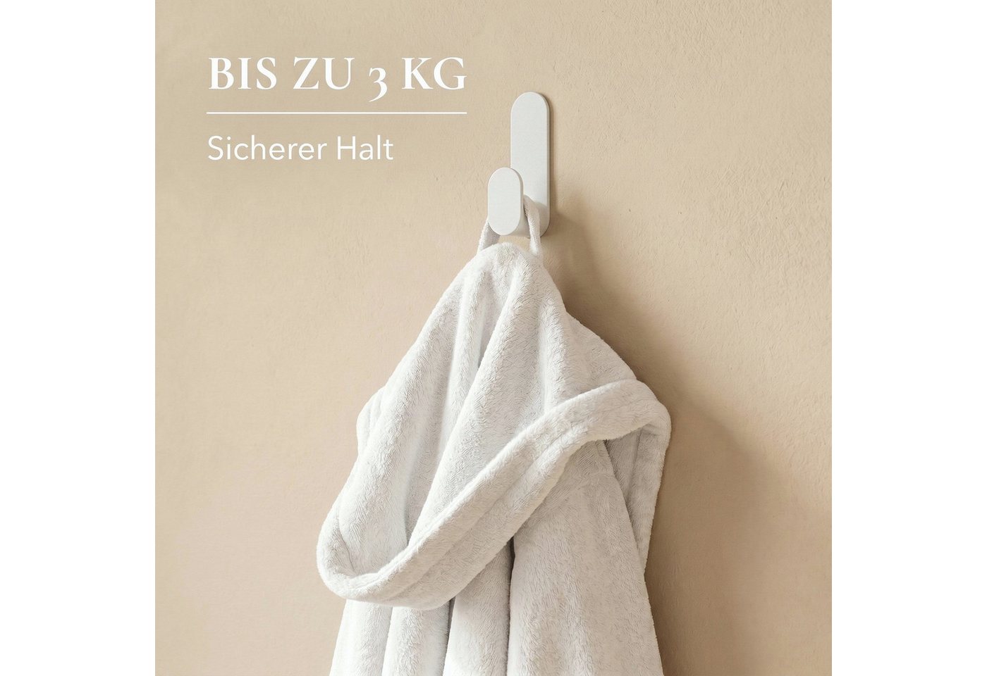 DEKAZIA Deckenhaken selbstklebend, Handtuchhaken, Klebehaken ohne Bohren mit Klebepads, Flur, Schlafzimmer, Bad, Garderobe, Wohnzimmer, Toilette, Küche, WC, Bad – Bild 2 von 5