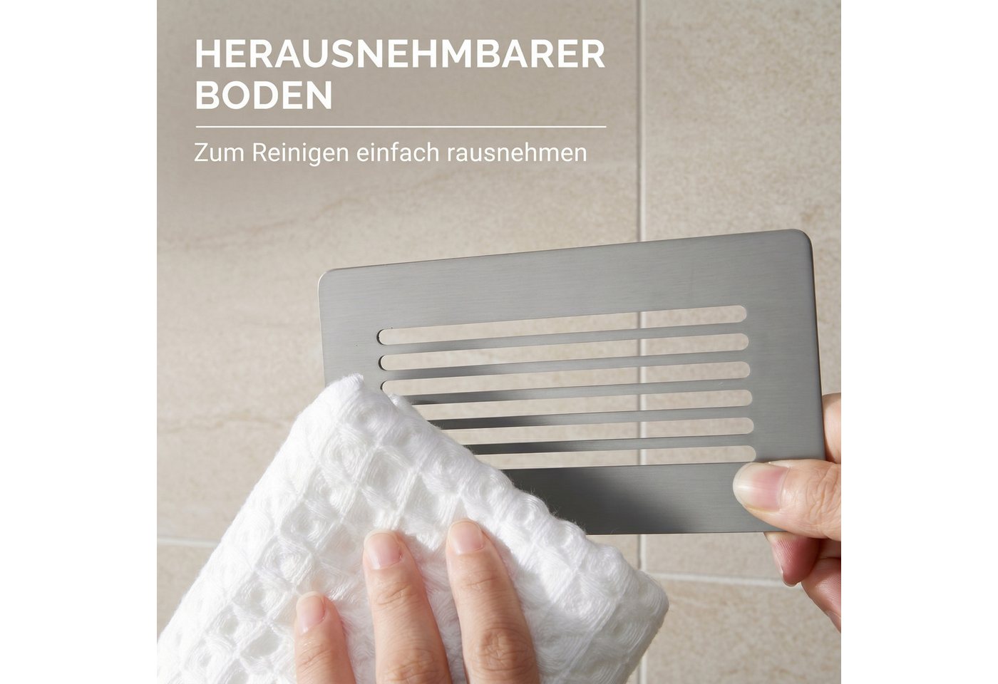 DEKAZIA Duschablage ohne Bohren, Selbstklebender Duschkorb, Duschregal Edelstahl, selbstklebend, 5 Farben erhätlich, inkl. Klebeset & 3 Haken, Badezimmerregal,  – Bild 3 von 5