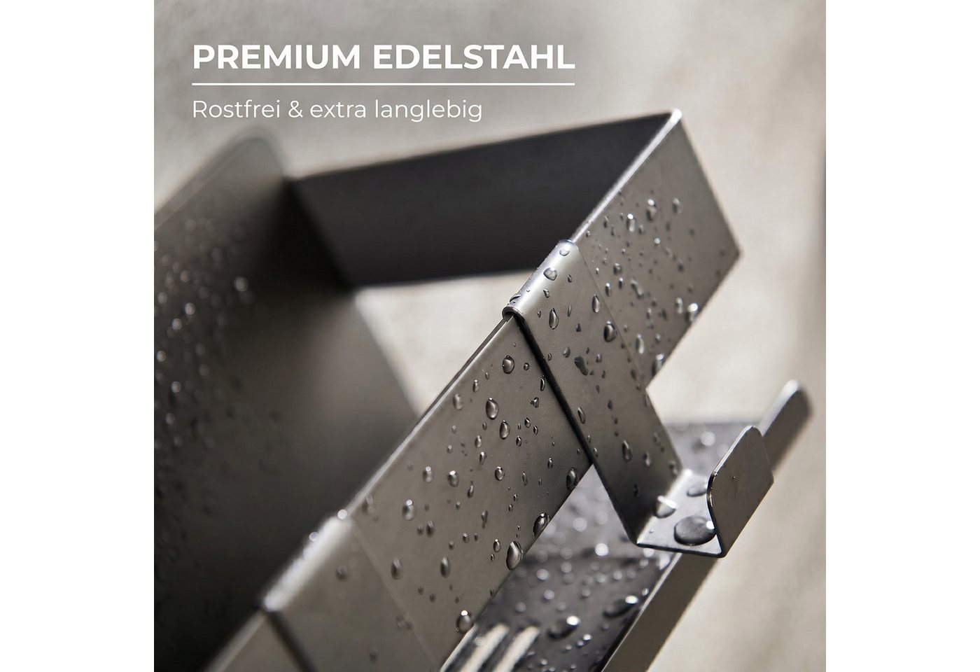 DEKAZIA Duschablage ohne Bohren, Selbstklebender Duschkorb, Duschregal Edelstahl, selbstklebend, 5 Farben erhätlich, inkl. Klebeset & 3 Haken, Badezimmerregal,  – Bild 5 von 5