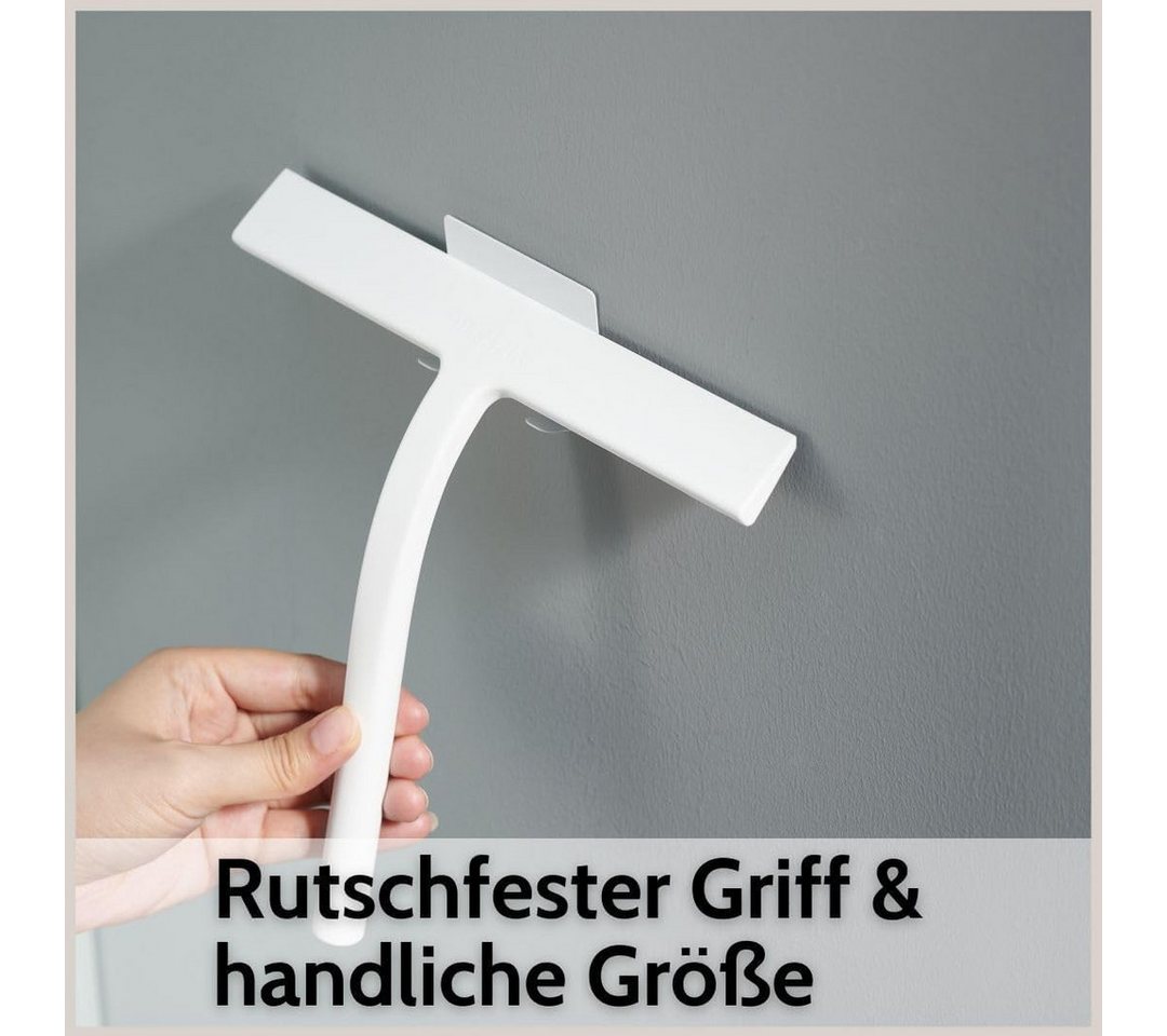 DEKAZIA Duschabzieher Silikon, Duschwischer, Fensterabzieher mit Halterung, Scheibenabzieher, (Badezimmer Abzieher mit Halterungen), 3 Befestigungsmöglichkeiten – Bild 5 von 5