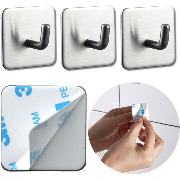 DEKAZIA Klebehaken ohne Bohren, selbstklebende Badhaken, Handtuchhaken, Badezimmer, Küche, WC, Schlafzimmer, (4er oder 8er Set, 4-St), Hacken, Küchenhaken, Hand