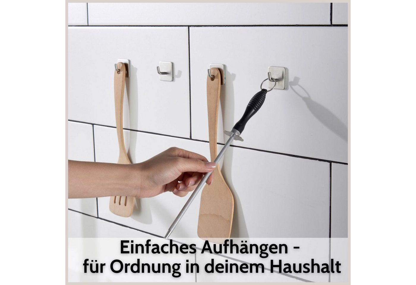 DEKAZIA Klebehaken ohne Bohren, selbstklebende Badhaken, Handtuchhaken, Badezimmer, Küche, WC, Schlafzimmer, (4er oder 8er Set, 4-St), Hacken, Küchenhaken, Hand – Bild 3 von 5