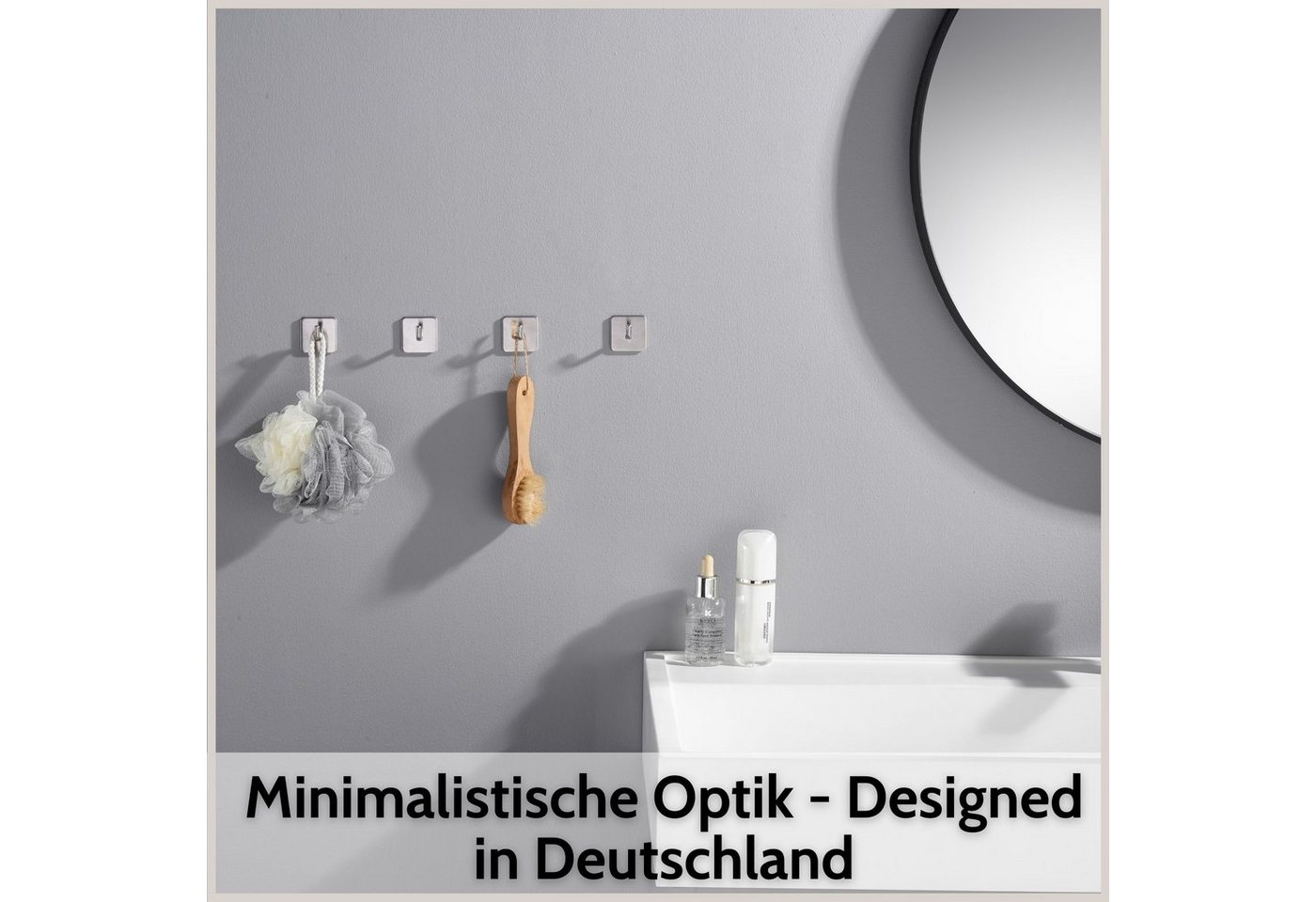 DEKAZIA Klebehaken ohne Bohren, selbstklebende Badhaken, Handtuchhaken, Badezimmer, Küche, WC, Schlafzimmer, (4er oder 8er Set, 4-St), Hacken, Küchenhaken, Hand – Bild 4 von 5