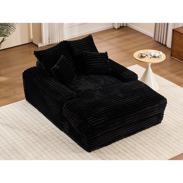 DEKKETO Schlafsofa Große Cord Cloud Couch 175x137cm – einteiliges Schaumstoff-Sofa, 1 Teile, mit breiten ArmlehnenKomplettes 4-Kissen-Set, ohne Montage