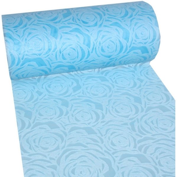Deko AS Tischläufer Dekoflor® Tischläufer Rosenmuster - hellblau - 300mm - 25m - 56-300-2 (1-tlg, 1 Rolle Tischläufer), Strapazierfähig