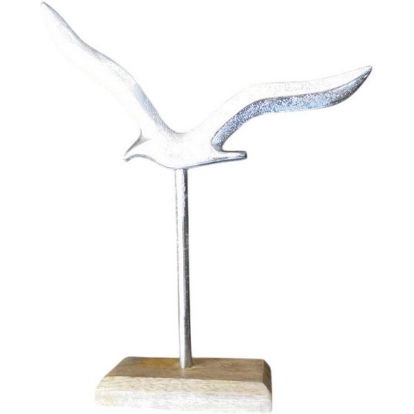 Deko-Impression Dekofigur Deko-Möwe Maritimes Deko-Objekt Aluminium + Holz massiv 25 cm (1 St)