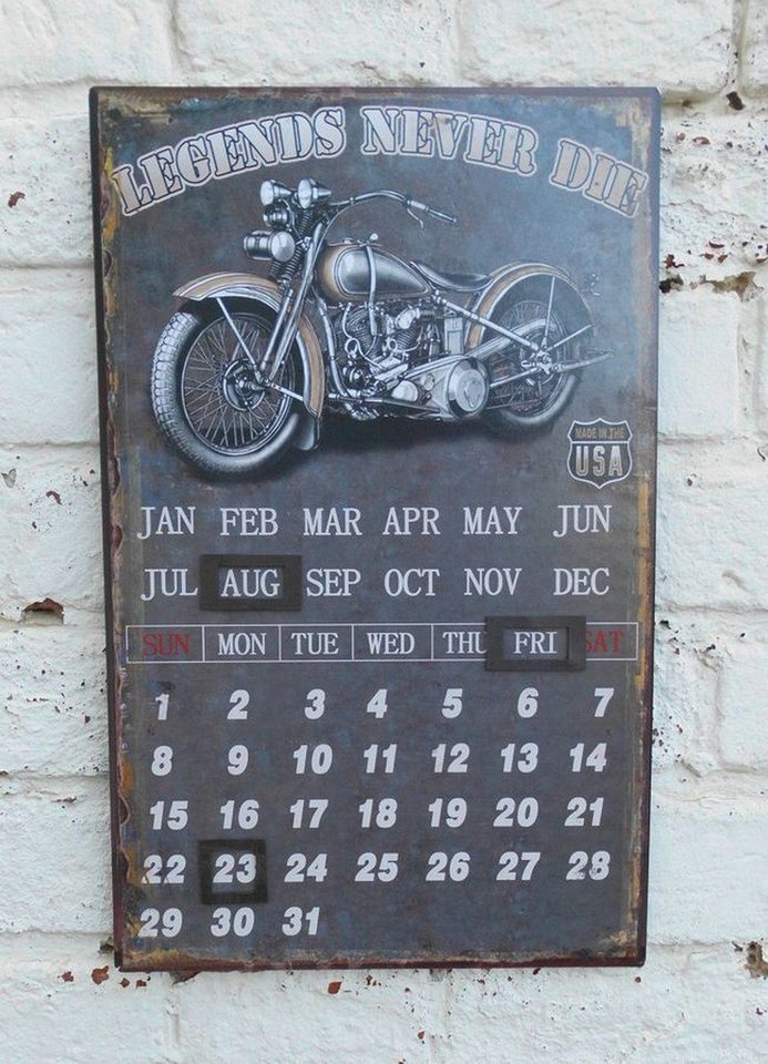 Deko-Impression ewige Kalender Ewiger Kalender Biker Classic - legends never die - HD 40 x 25 cm – Bild 4 von 4