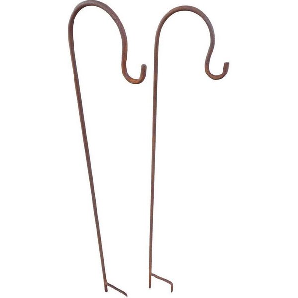 Deko-Impression Gartenstecker 2er-Set Gartenstab m. Haken Laternenhaken u. Doppelspieß Eisen Rost 90 (2-St)