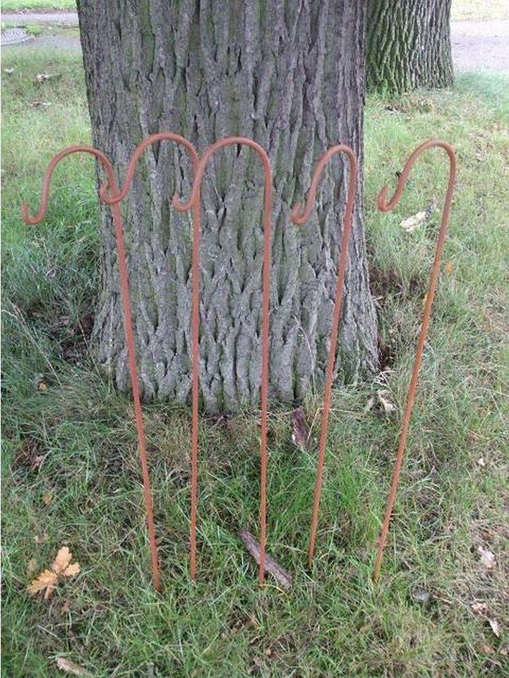 Deko-Impression Gartenstecker 5 Stück (5er-Set) Gartenstab m. Haken, Laternenhaken, Eisen, Rost (5-St) – Bild 2 von 2