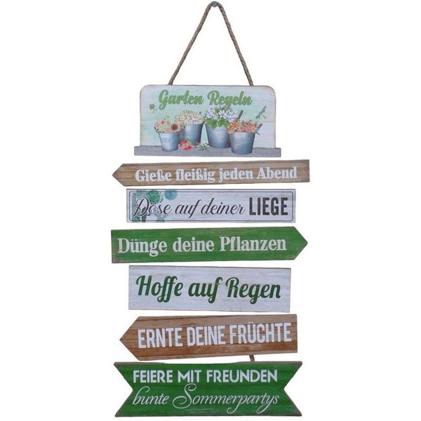 Deko-Impression Hängedekoration Dekoratives Schild Gartenregeln Holz /MDF a. Kordel Geschenk 61 cm (1 St)