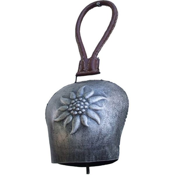 Deko-Impression Hängedekoration Klangvolle Kuhglocke,Glockenschelle Eisen grau Lederband 25 cm (1 St)