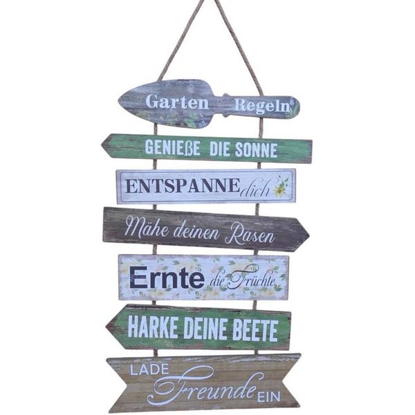 Deko-Impression Wanddekoobjekt Schild Gartenregeln / Relax Holz /MDF a. Band Geschenk 57 cm (1 St)