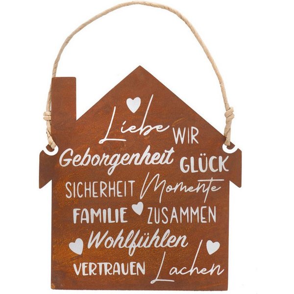 BADEKO Dekohänger Badeko Dekotafel Haus 25 cm rostbraun