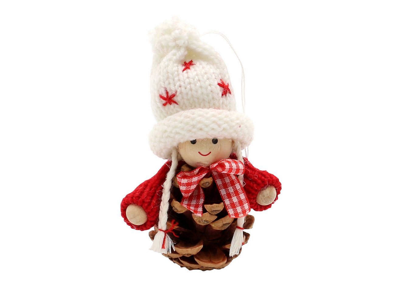 Dekohelden24 Christbaumschmuck 4er Set Strick-/ Holz Püppchen / Santa als Baumbehang, Größe je Figur ca. 7,5 x 7,5 x 10 cm – Bild 3 von 5