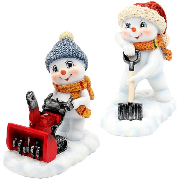 Dekohelden24 Dekofigur Schneekinder in verschiedenen Varianten, 2er Set, winterliches Werkzeug, detailreich gestaltet