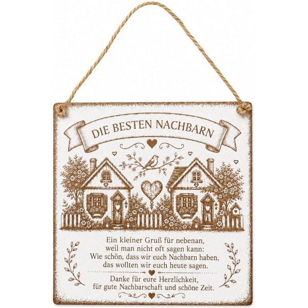 Dekolando Dekoobjekt Schild Beste Nachbarn mit Spruch – Geschenk Nachbarschaft Dekoschild