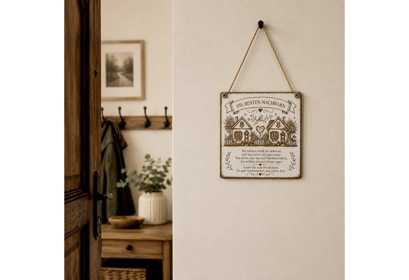 Dekolando Dekoobjekt Schild Beste Nachbarn mit Spruch – Geschenk Nachbarschaft Dekoschild – Bild 4 von 5