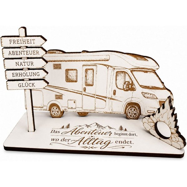 Dekolando Geschenkkarte Geldgeschenk Wohnmobil Reisegutschein mit Wegweiser 15 x 8 cm
