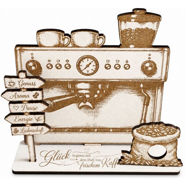 Dekolando Geschenkkarte Kaffee Geldgeschenk aus Holz - Geschenkidee für Kaffeeliebhaber