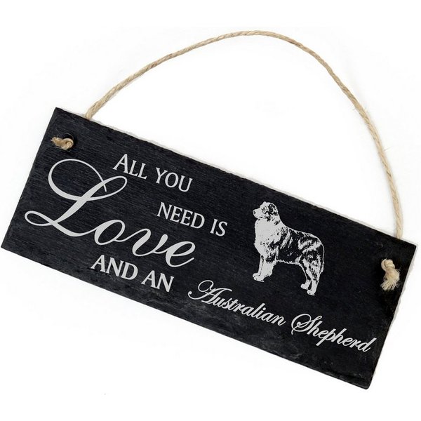 Dekolando Hängedekoration Australian Shepherd 22x8cm All you need is Love and an Australian She