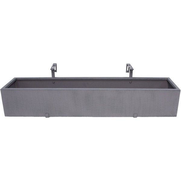 Dekoleidenschaft Blumenkasten "Grau" Metall Balkon Pflanzkasten 90 cm lang, Balkonkasten Pflanzgefäß, mit integriertem Wasserablauf, für Drinnen & Draußen