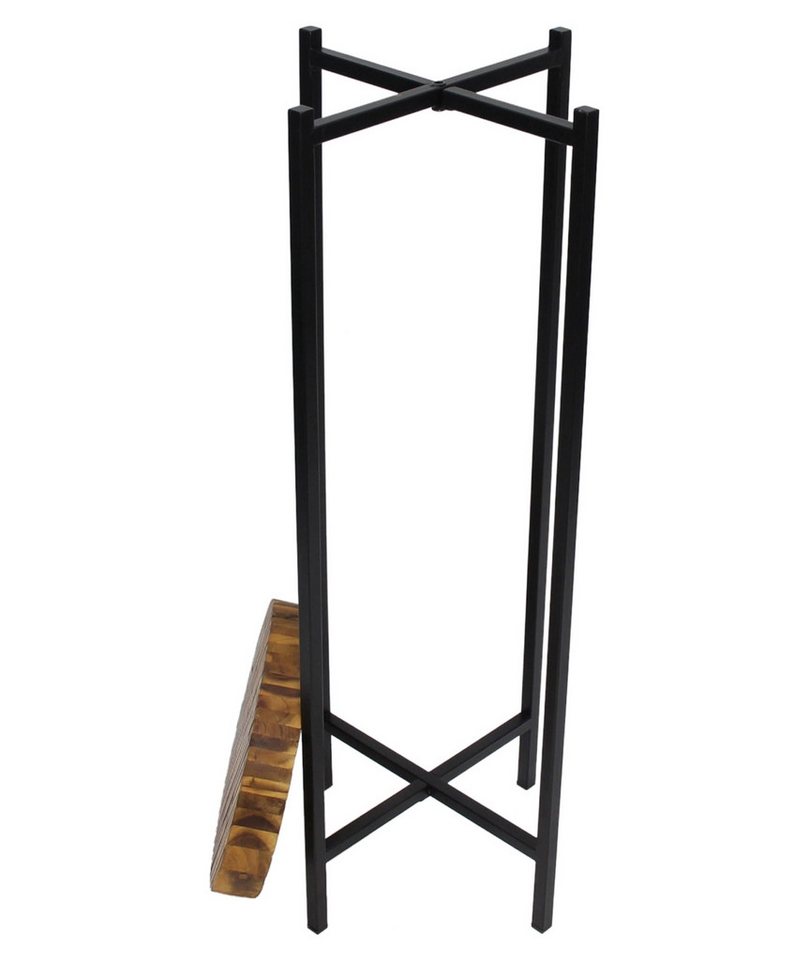 Dekoleidenschaft Blumenständer "Industrial" Pflanzenständer aus recyceltem Holz, Blumenhocker rund, Ø 33 x H 82 cm, Pflanzenhocker mit Gestell aus Metall, schwa – Bild 4 von 5
