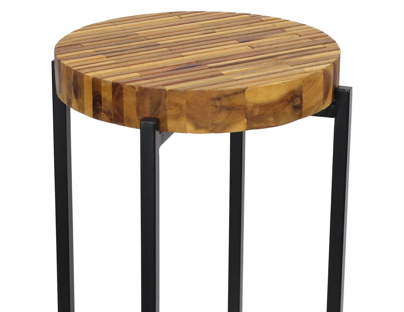 Dekoleidenschaft Blumenständer "Industrial" Pflanzenständer aus recyceltem Holz, Blumenhocker rund, Ø 33 x H 82 cm, Pflanzenhocker mit Gestell aus Metall, schwa – Bild 5 von 5