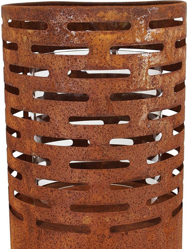 Dekoleidenschaft Bodenwindlicht Metall Windlichtsäule, Rost Finish, Outdoor Windlicht, Kerzenständer (2 St., im Set), 75 + 95 cm hoch, Kerzenhalter, Dekosäule m – Bild 5 von 5
